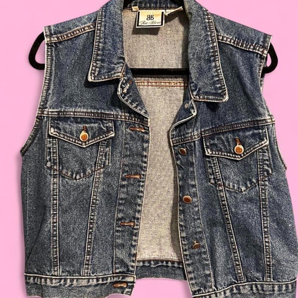 Brookstone blue denim vest vintage